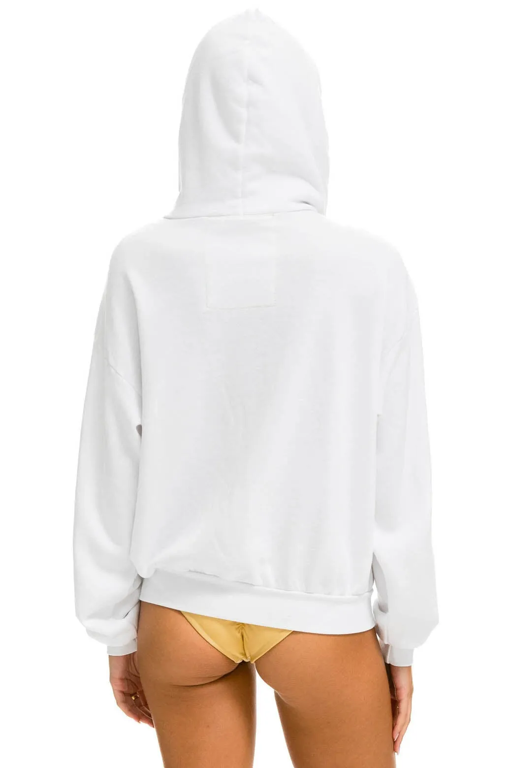 5 STRIPE RELAXED ZIP HOODIE - WHITE // NEON RAINBOW