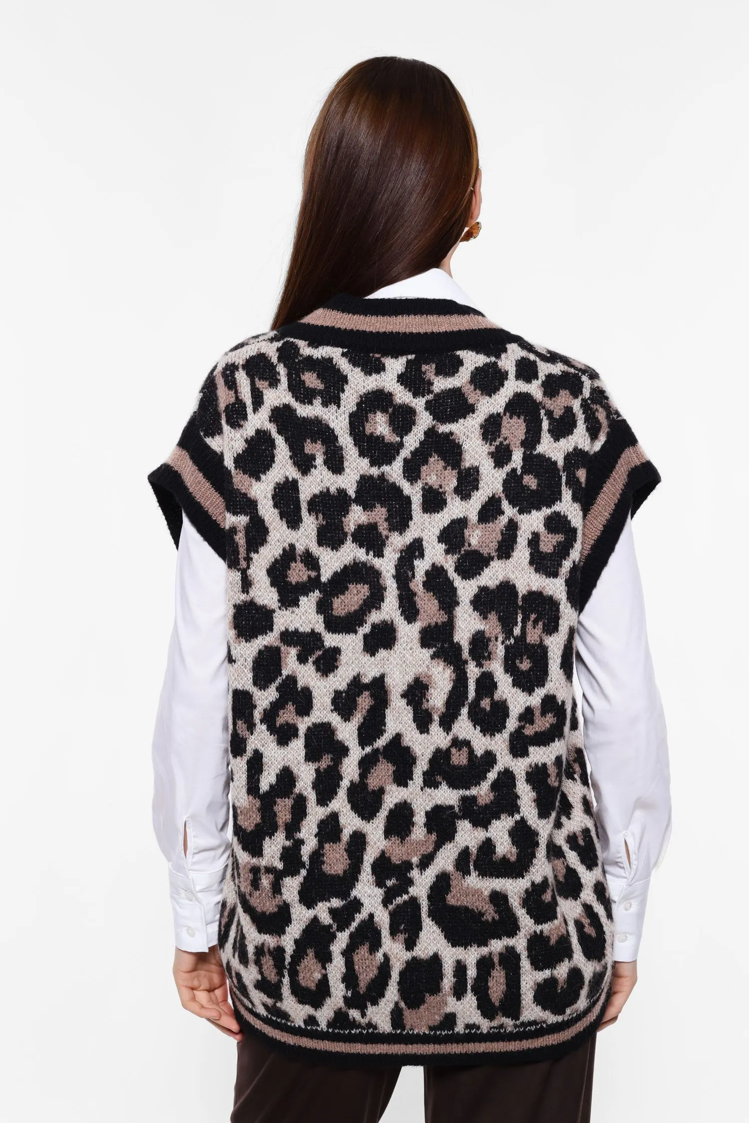 Animal print v-neck vest