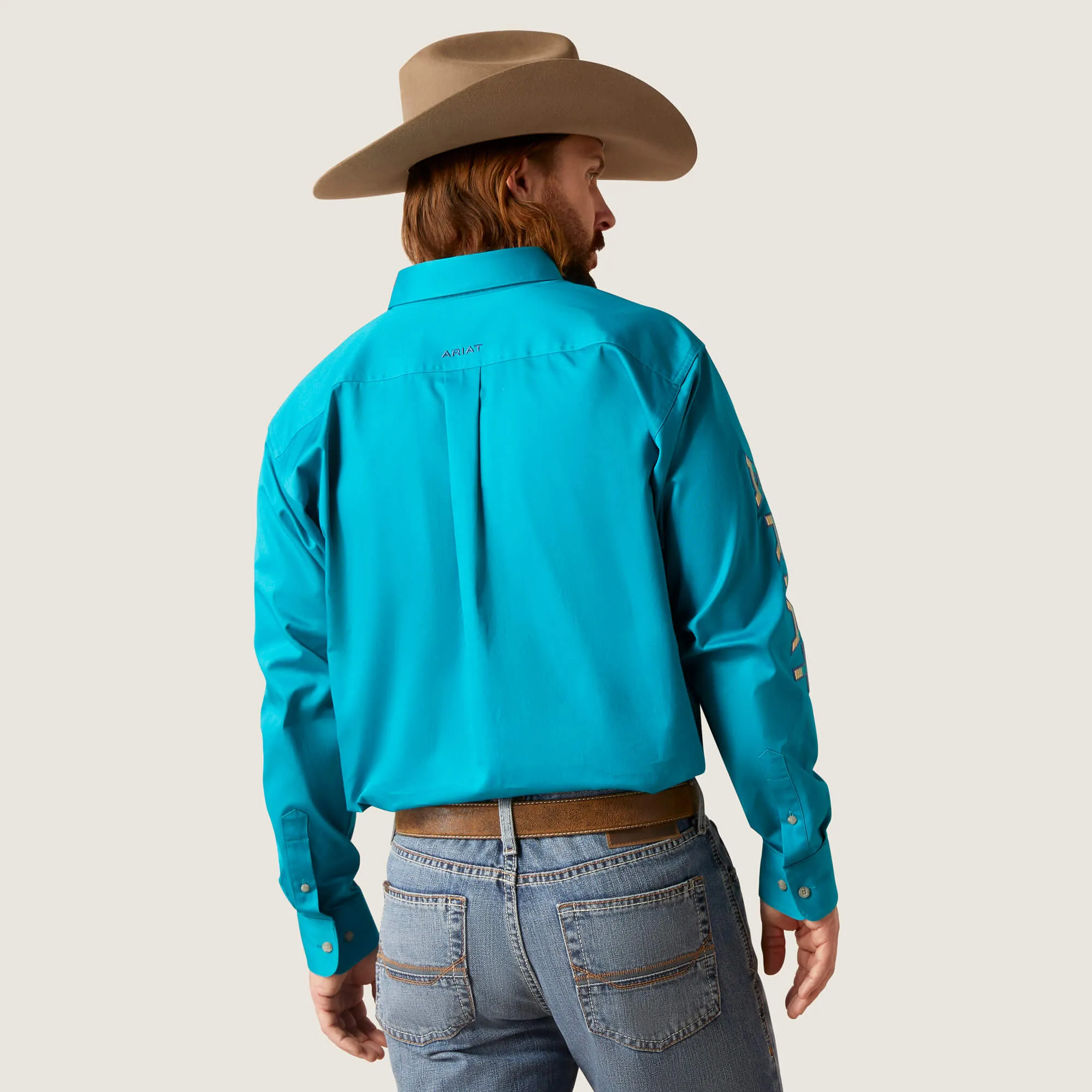 ARIAT TEAM LOGO TWILL CLASSIC LONG SLEEVE AHIRT ENAMEL BLUE CLASSIC FIT - 6720