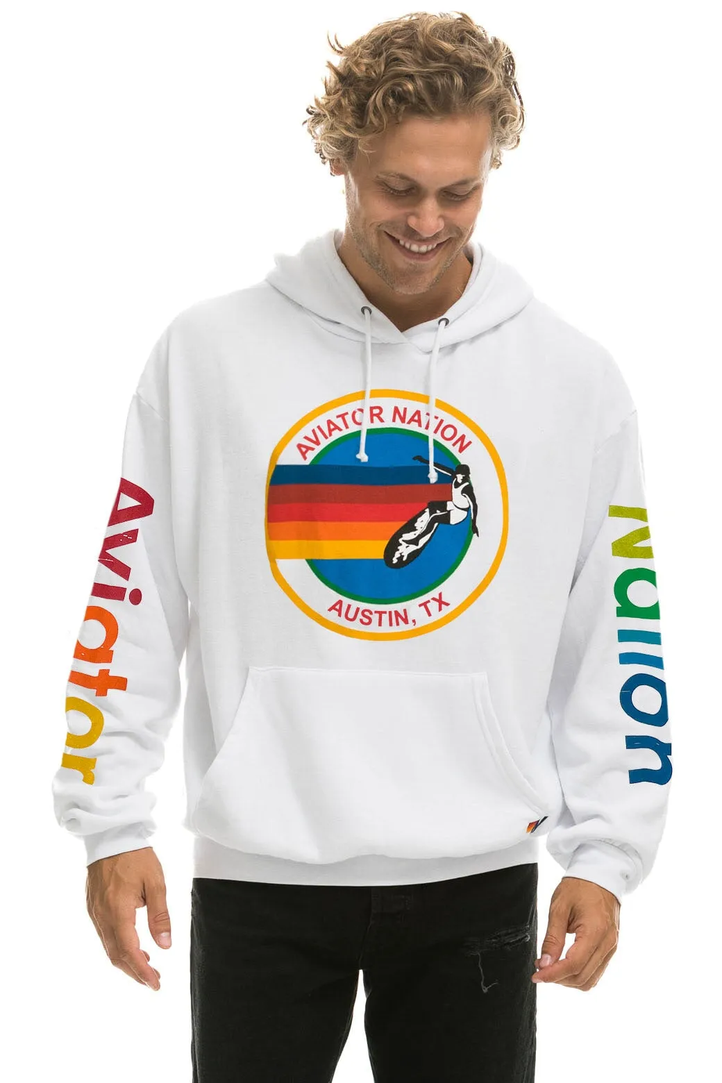 AVIATOR NATION AUSTIN RELAXED PULLOVER HOODIE - WHITE