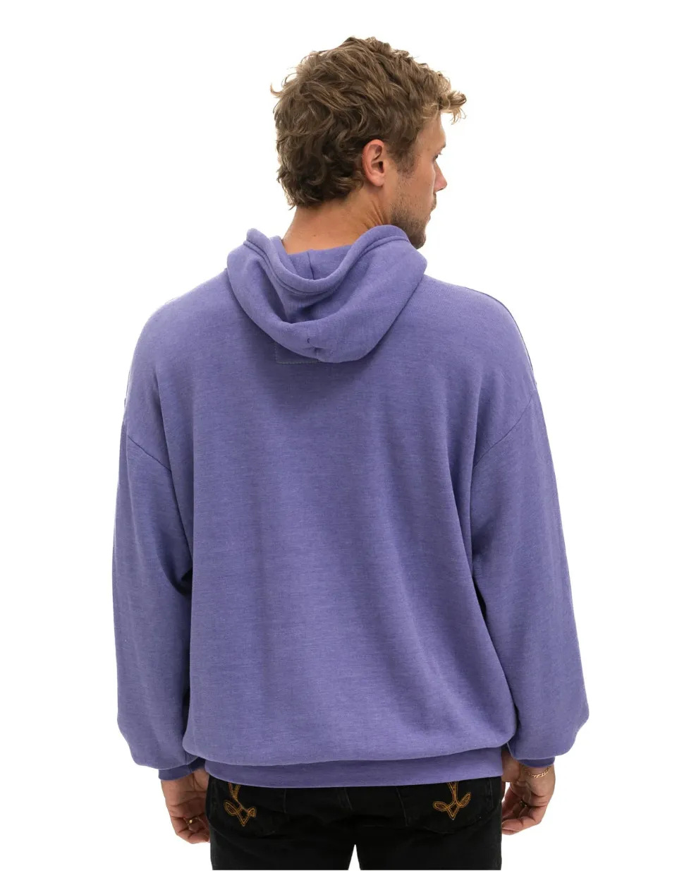 AVIATOR NATION  LOGO STITCH UNISEX PULLOVER RELAXED HOODIE - LAVENDER