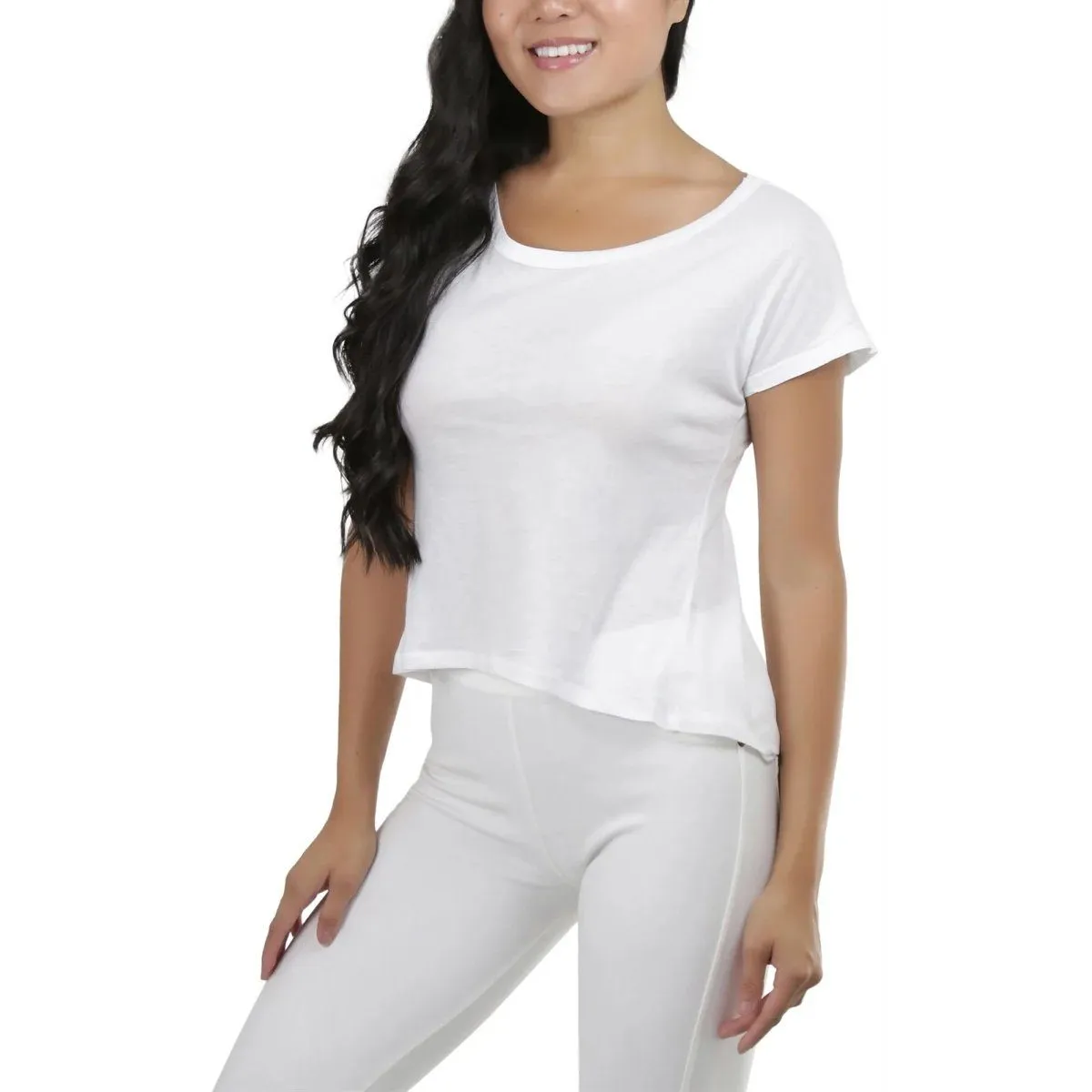 Basic Cotton Blend Cropped Tee Top