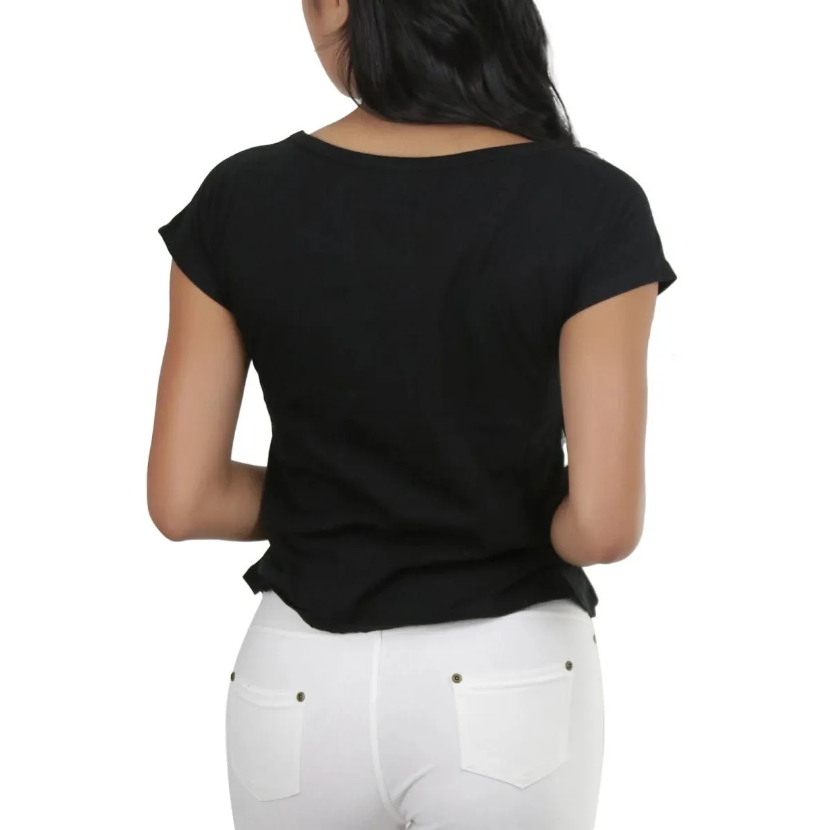 Basic Cotton Blend Cropped Tee Top