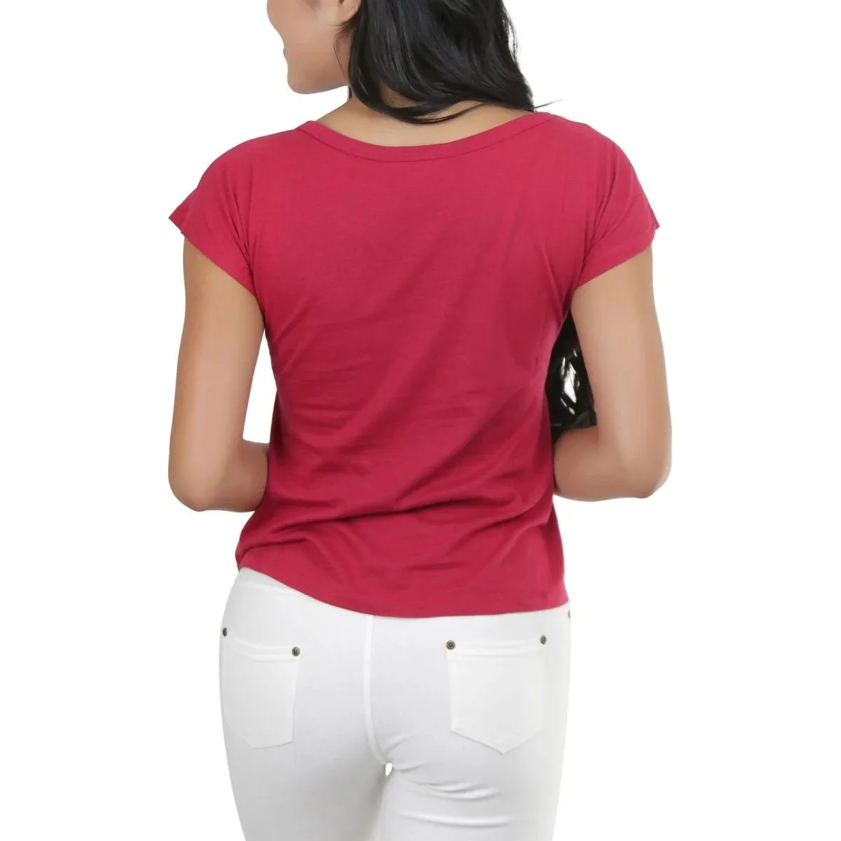 Basic Cotton Blend Cropped Tee Top