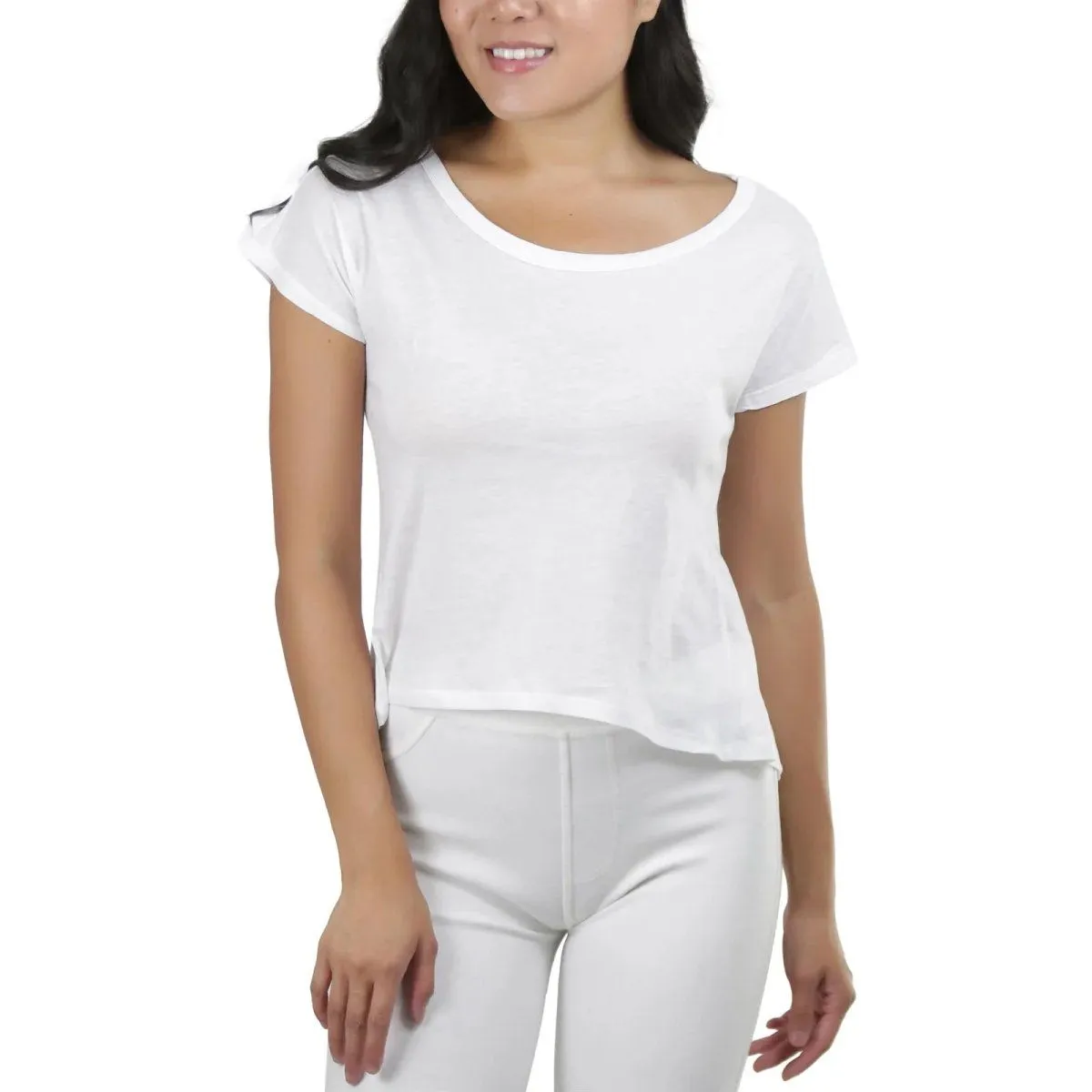 Basic Cotton Blend Cropped Tee Top