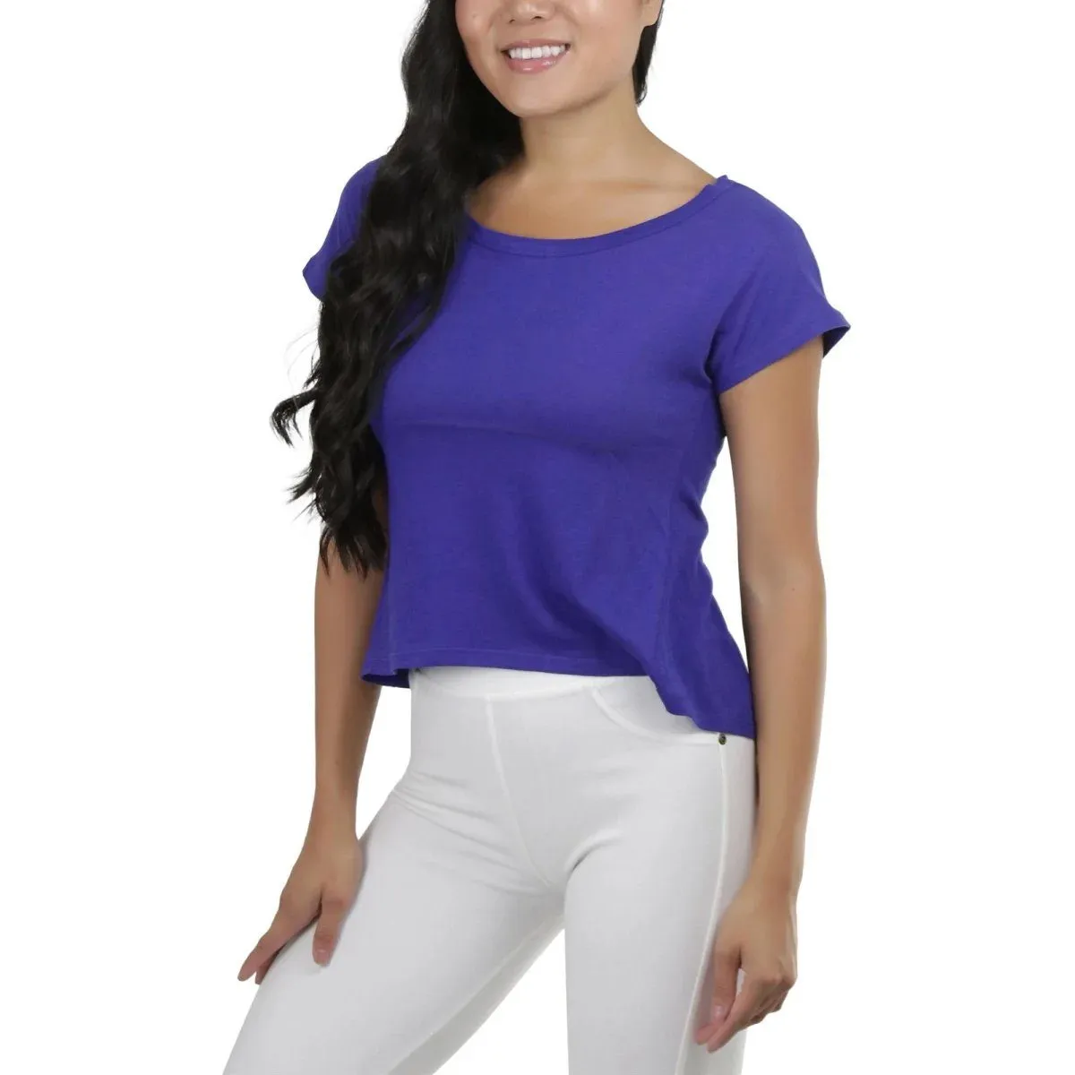 Basic Cotton Blend Cropped Tee Top