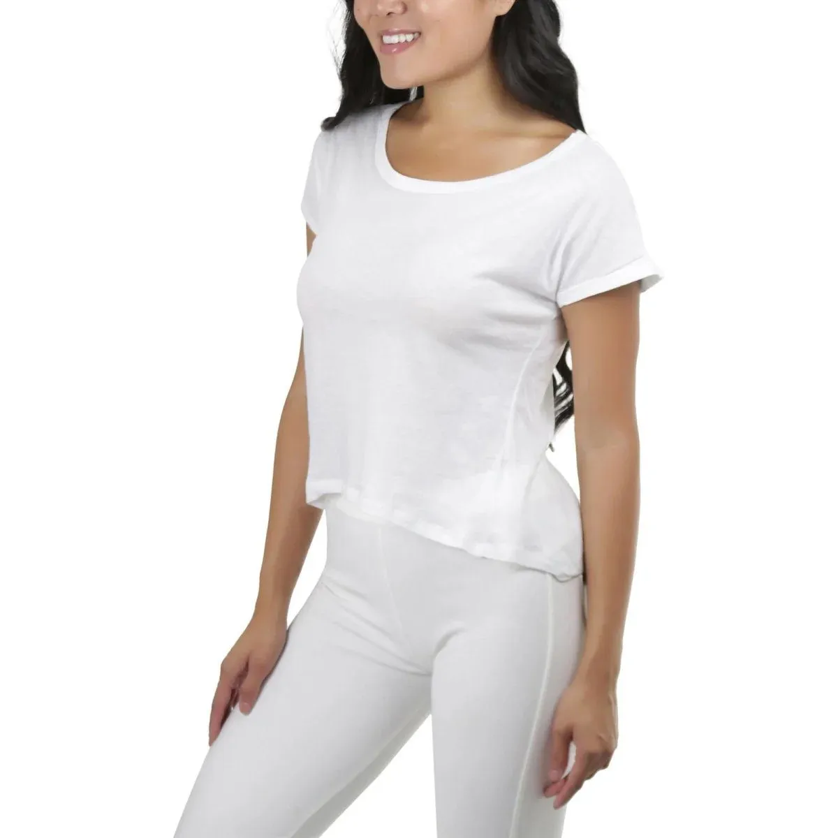 Basic Cotton Blend Cropped Tee Top