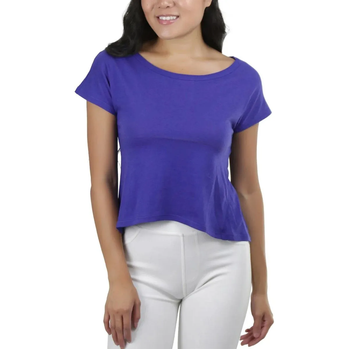 Basic Cotton Blend Cropped Tee Top