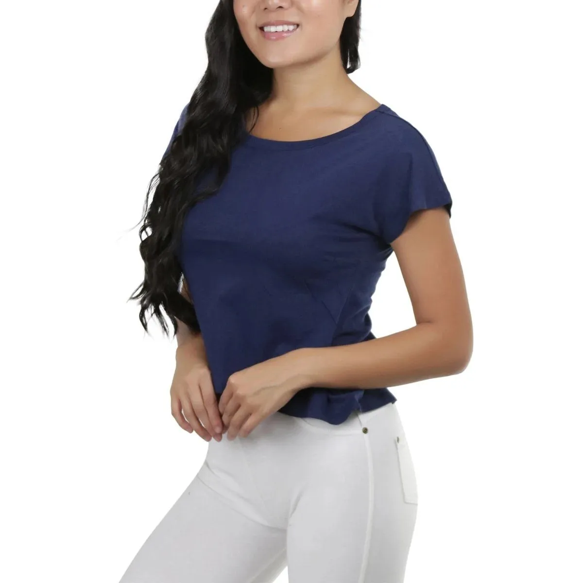 Basic Cotton Blend Cropped Tee Top