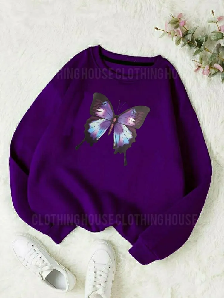 Blue butterfly sweatshirt