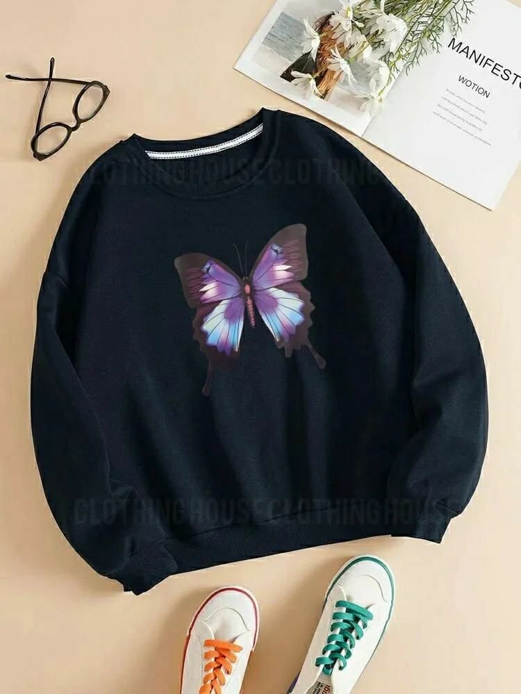 Blue butterfly sweatshirt