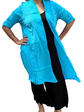 Bright Sky Blue Cotton Voile Cardigan