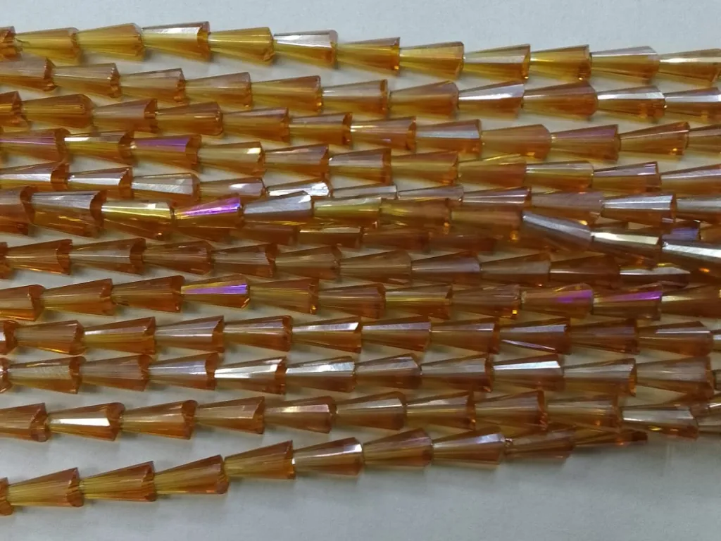 Brown Conical Crystal Glass Beads (Wholesale)