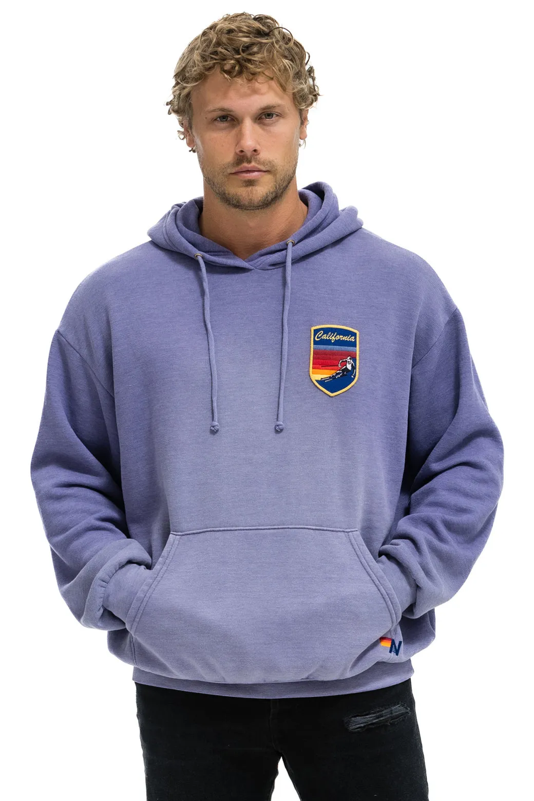 CALIFORNIA SKIER PATCH PULLOVER RELAXED HOODIE - FADED GRAPE