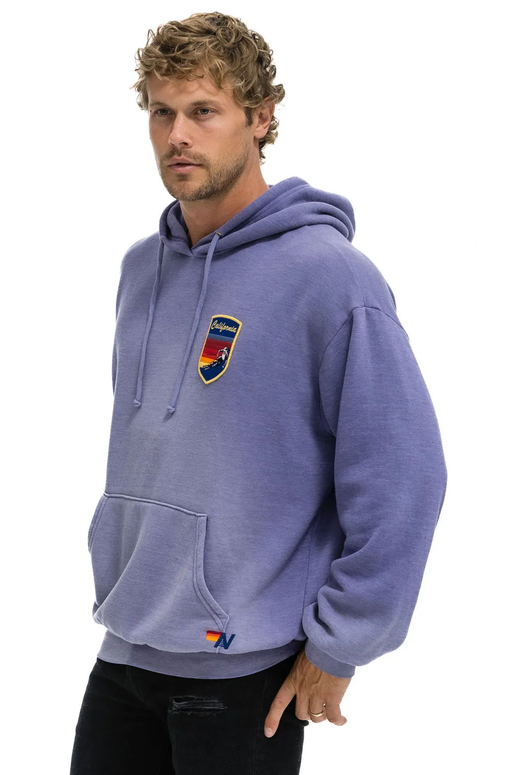 CALIFORNIA SKIER PATCH PULLOVER RELAXED HOODIE - FADED GRAPE