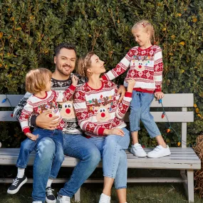 Christmas Family Matching Reindeer Embroidered Allover Pattern Long-sleeve Fuzzy Flannel Tops