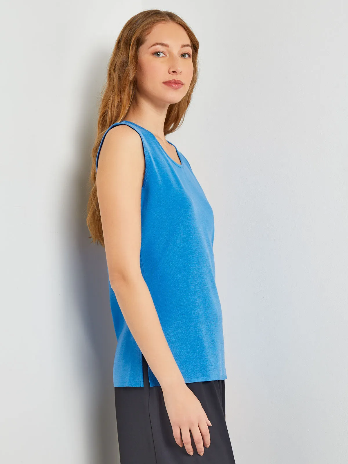 Classic Knit Tank Top, Adriatic Blue