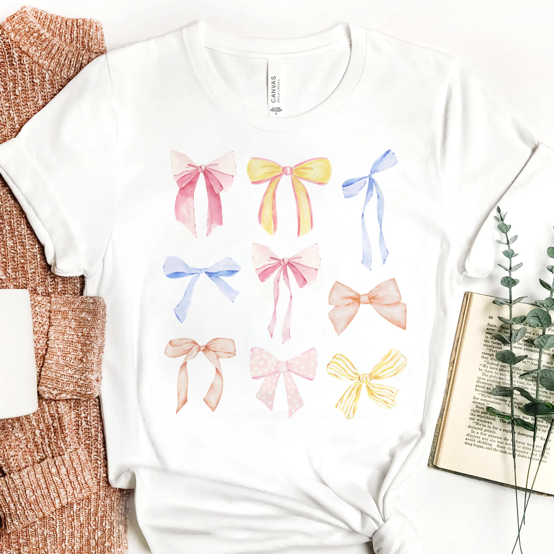 Coquette tee Pastel pink Bow Tshirts Bows and Easter Ribbon