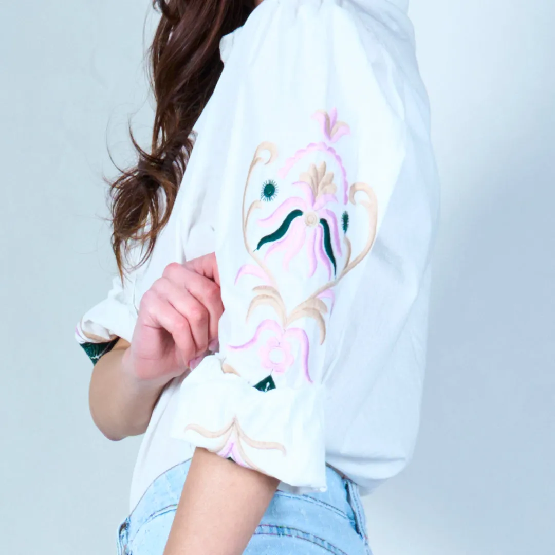 Embroidered button-down shirt wholesale