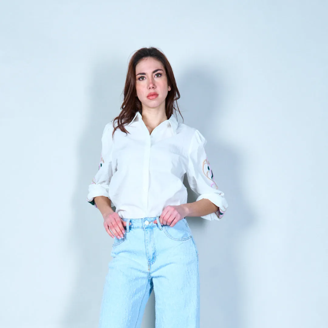 Embroidered button-down shirt wholesale