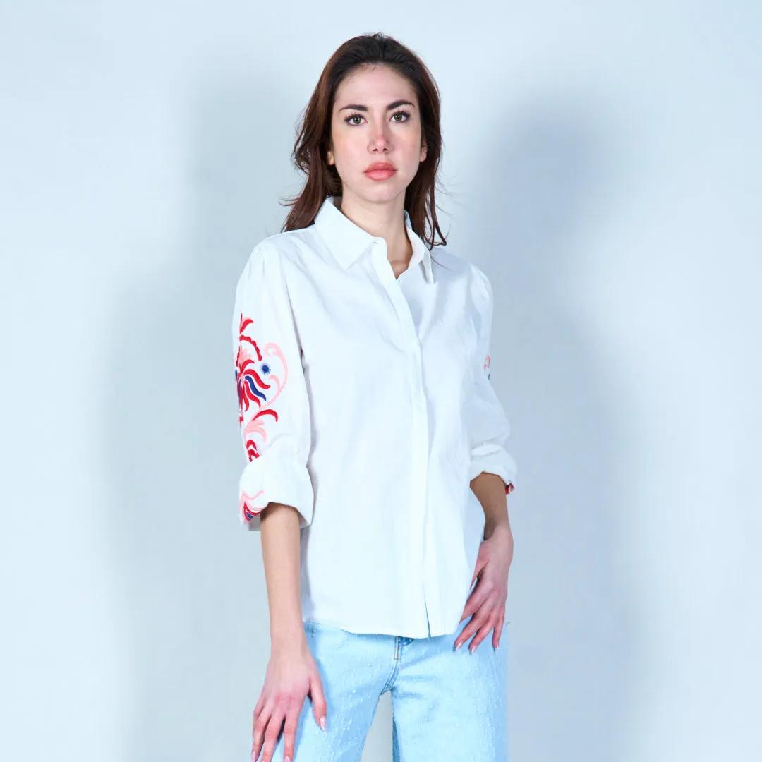 Embroidered button-down shirt wholesale