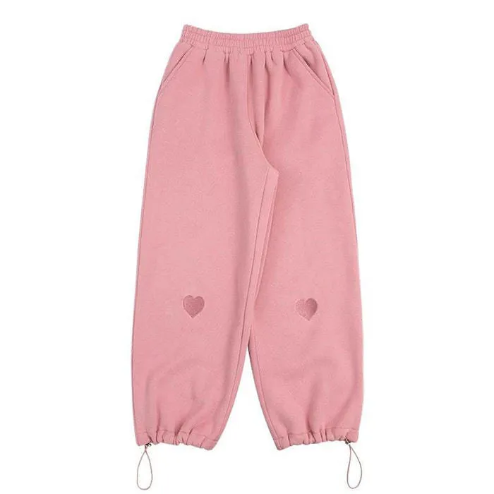 Fashionkova Soft Girl Heart Joggers