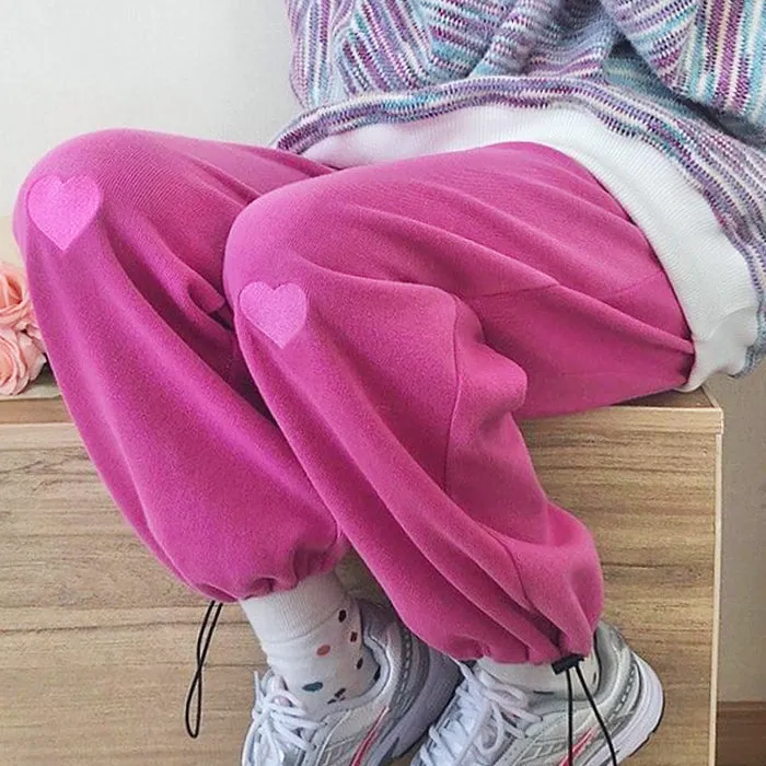 Fashionkova Soft Girl Heart Joggers