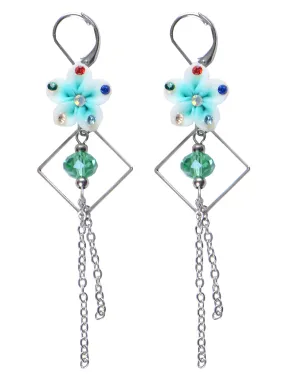 Flower Floral Pendant Geometric Dangling Chains Tassels Chandelier Earrings