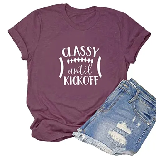 Football Shirt for Women Classy Until Kickoff Graphic T Shirt