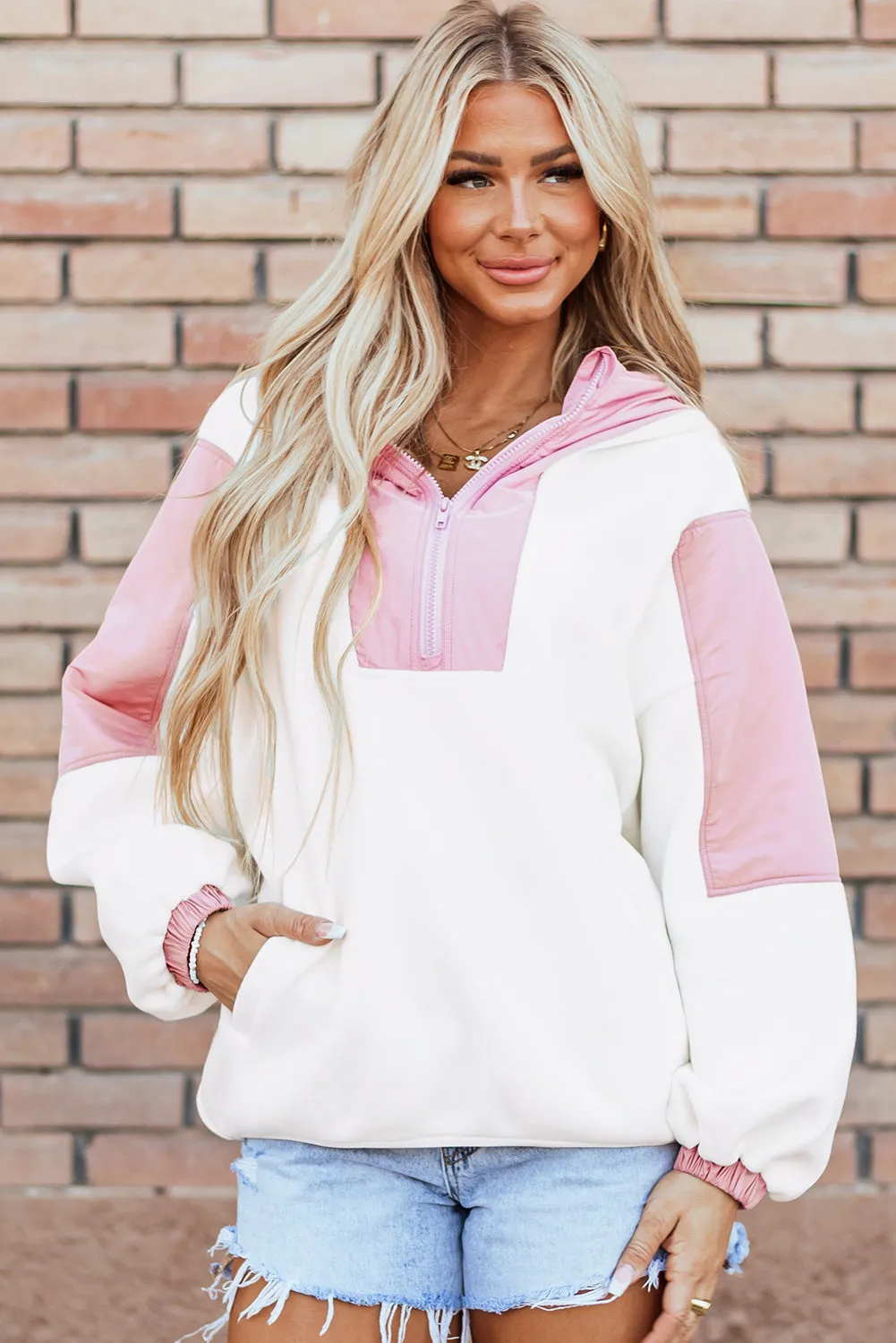 Half Zip Oversized Sherpa Hoodie