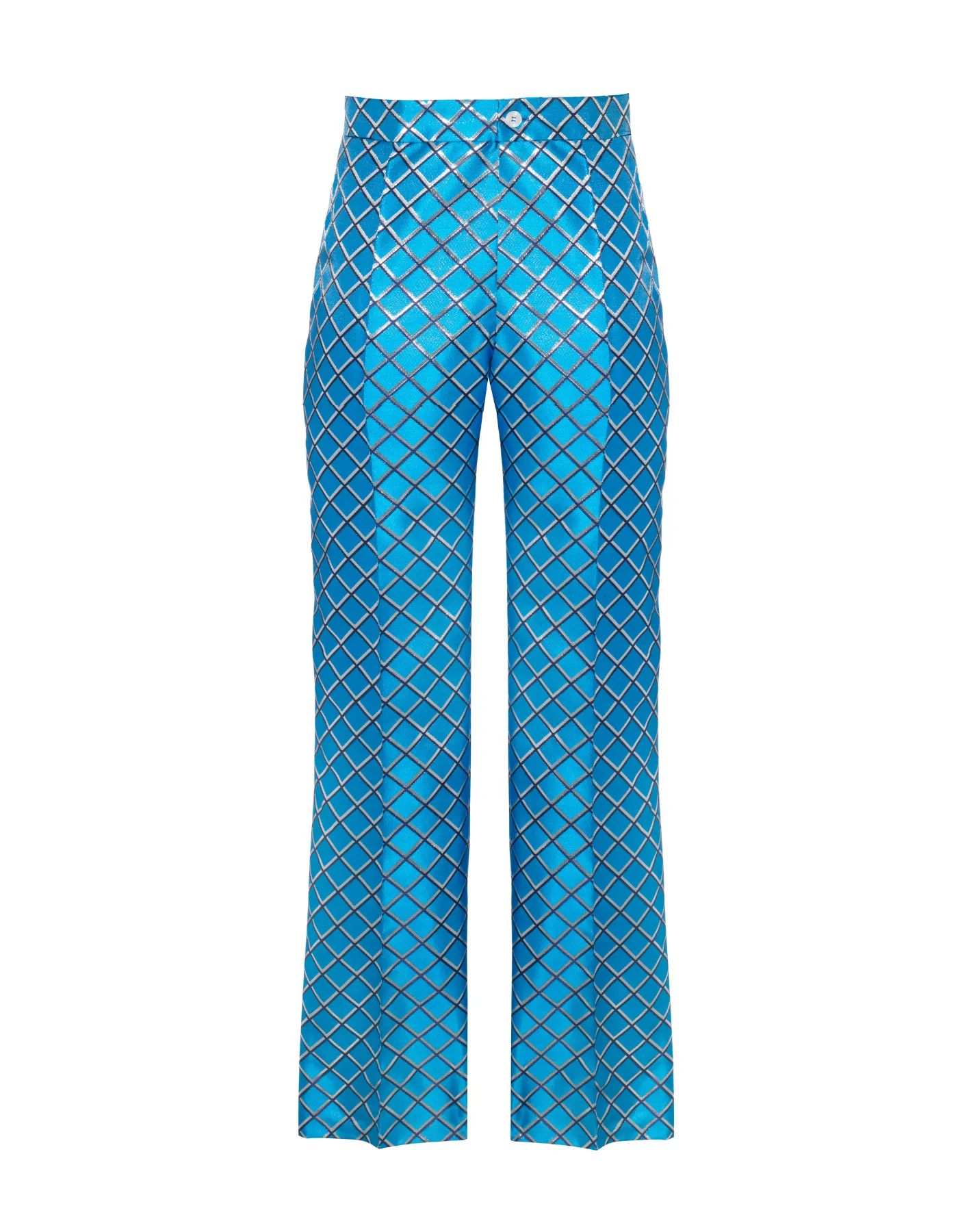 Hetty Blue Mesh Print Jacquard Trousers