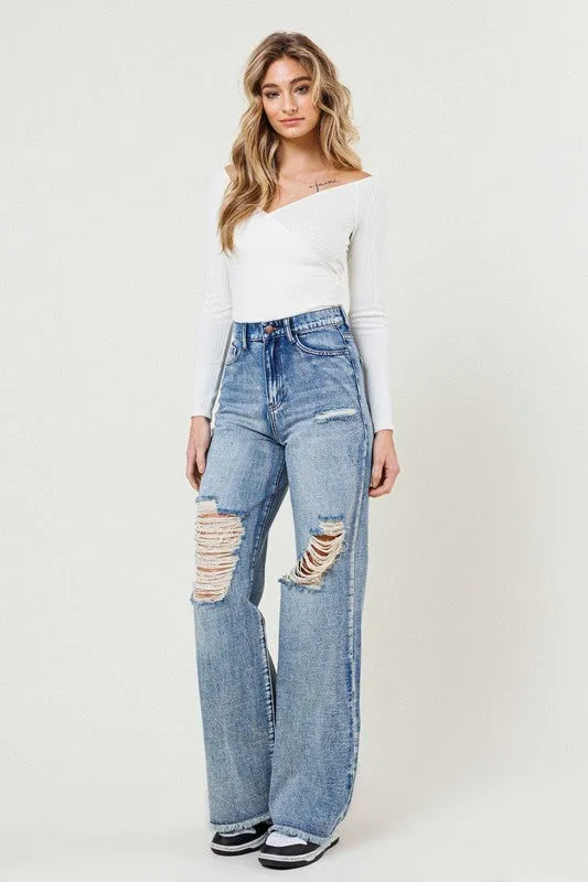 HIGH RISE WIDE LEG IN VINTAGE ACID WASH