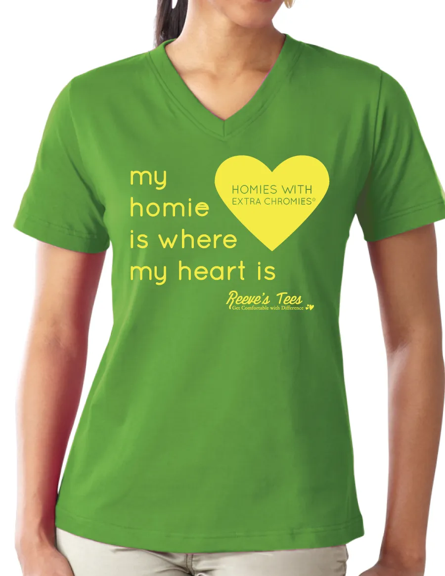 HWEC - Matching Tees - My Homie is Where My Heart Is (SUPPORTERS) - Ladies - Short Sleeve V-neck Tee