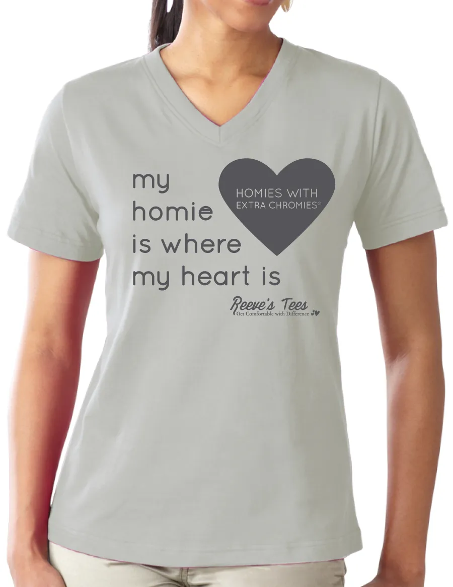 HWEC - Matching Tees - My Homie is Where My Heart Is (SUPPORTERS) - Ladies - Short Sleeve V-neck Tee