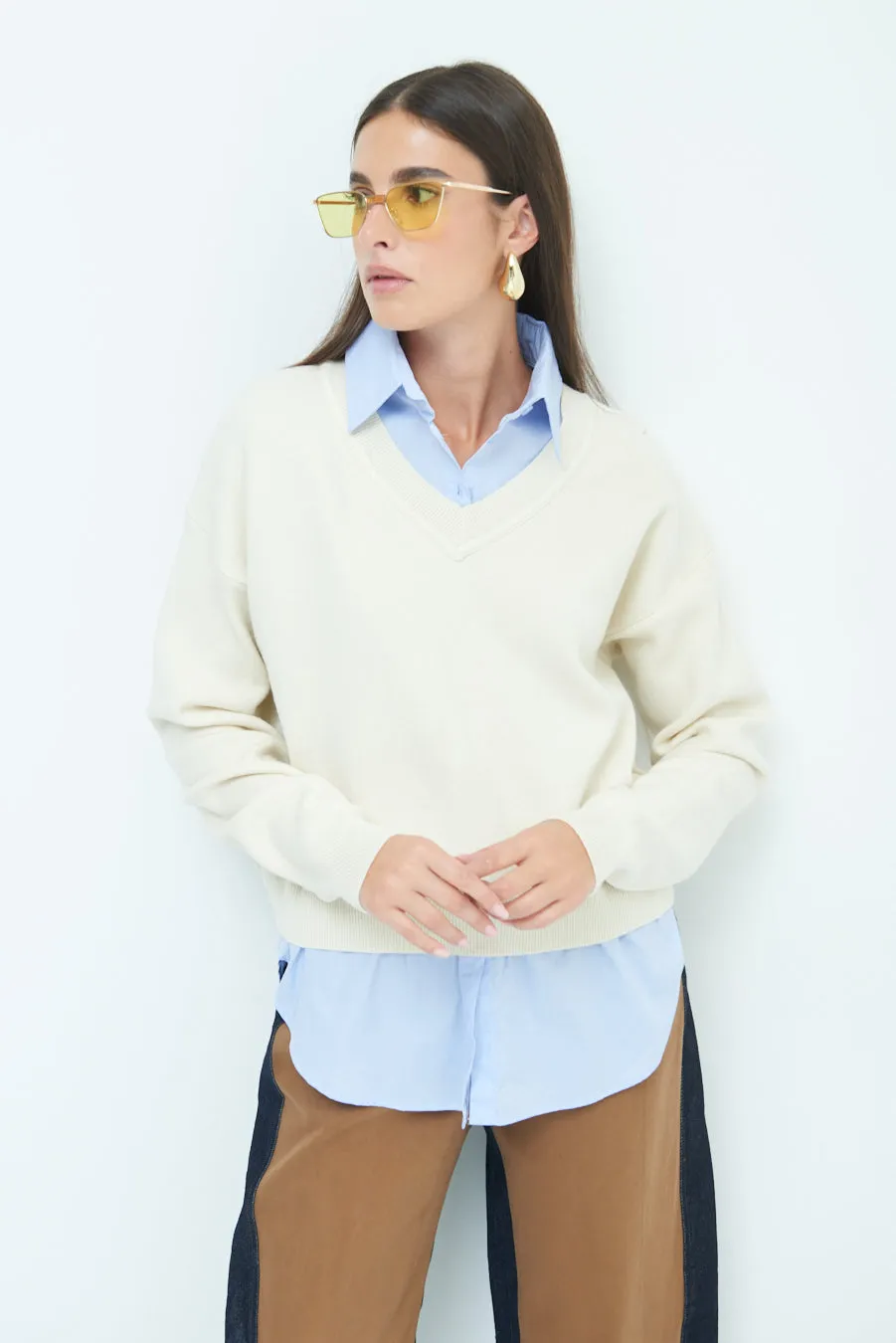 Layered v-neck sweater wholesale