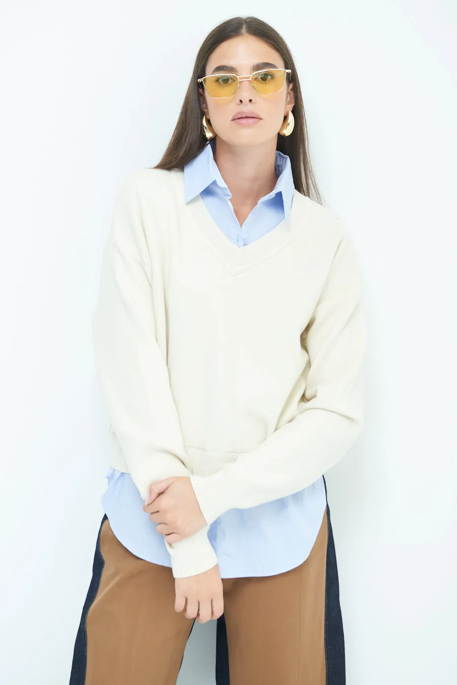 Layered v-neck sweater wholesale