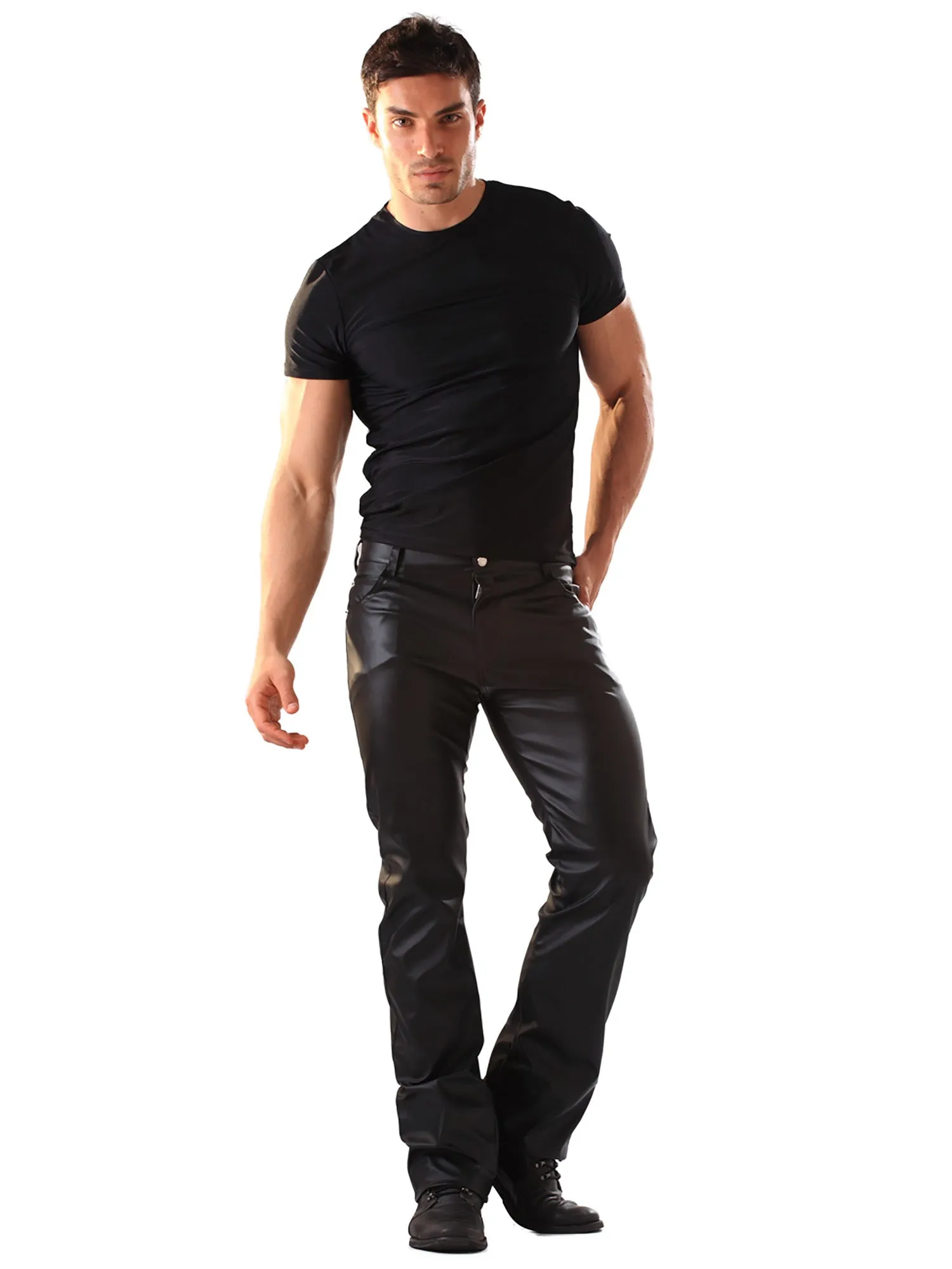 Leatherette Classic Cut Jeans