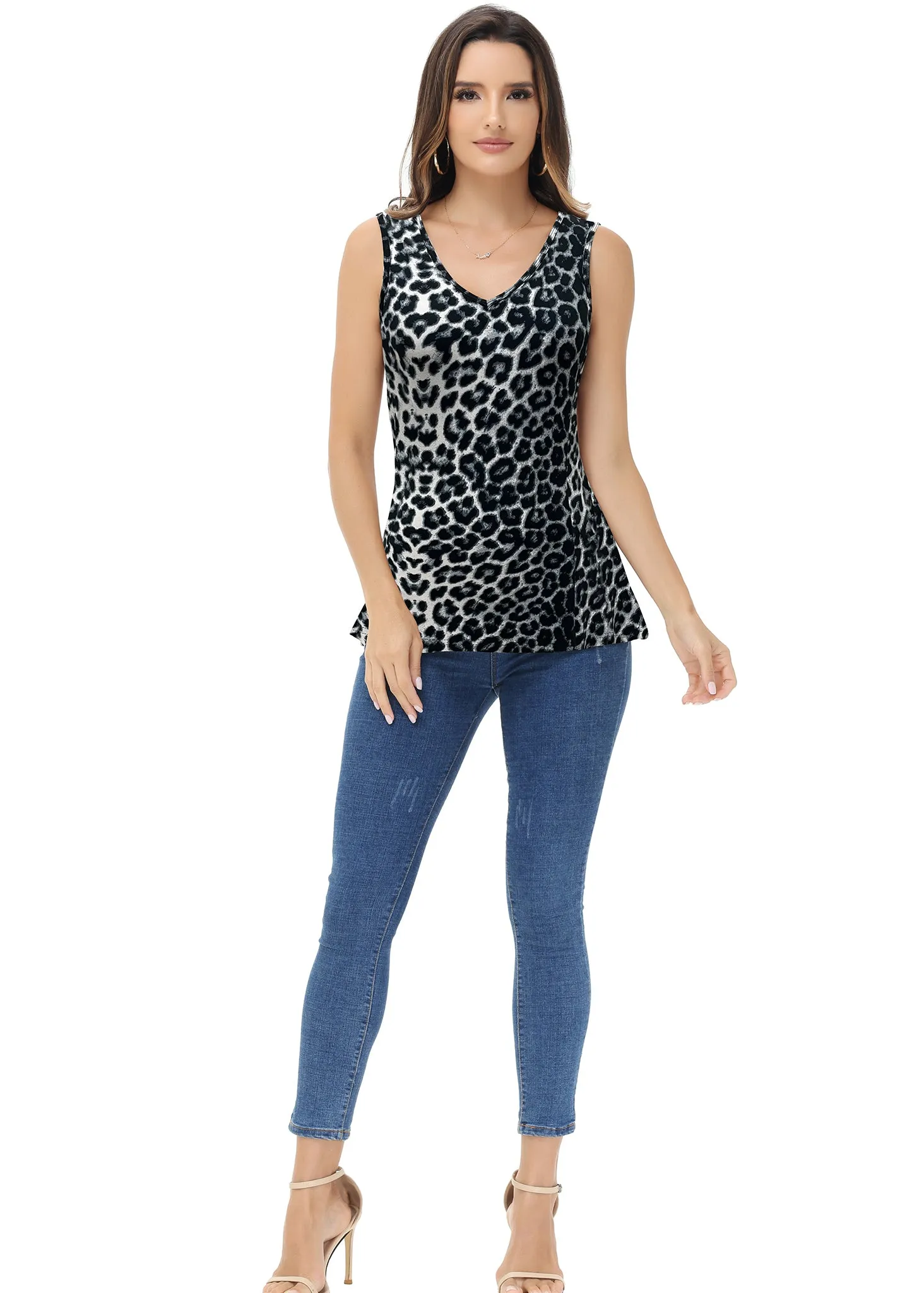 Leopard Print V-Neck Tank Top