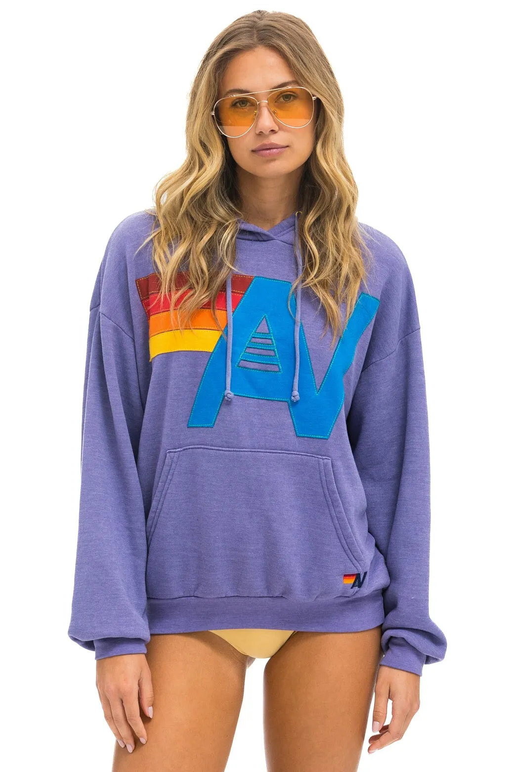 LOGO STITCH PULLOVER RELAXED HOODIE - LAVENDER