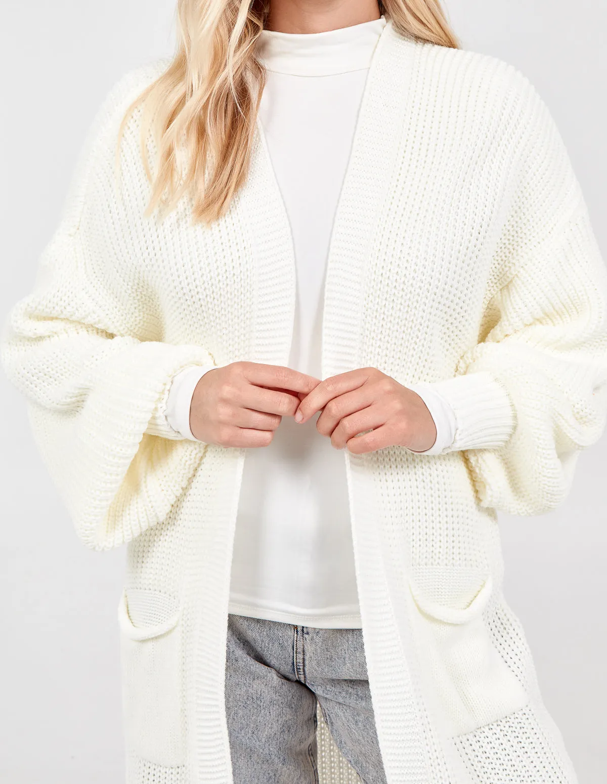 Longline Double Pocket Knitted Cardigan