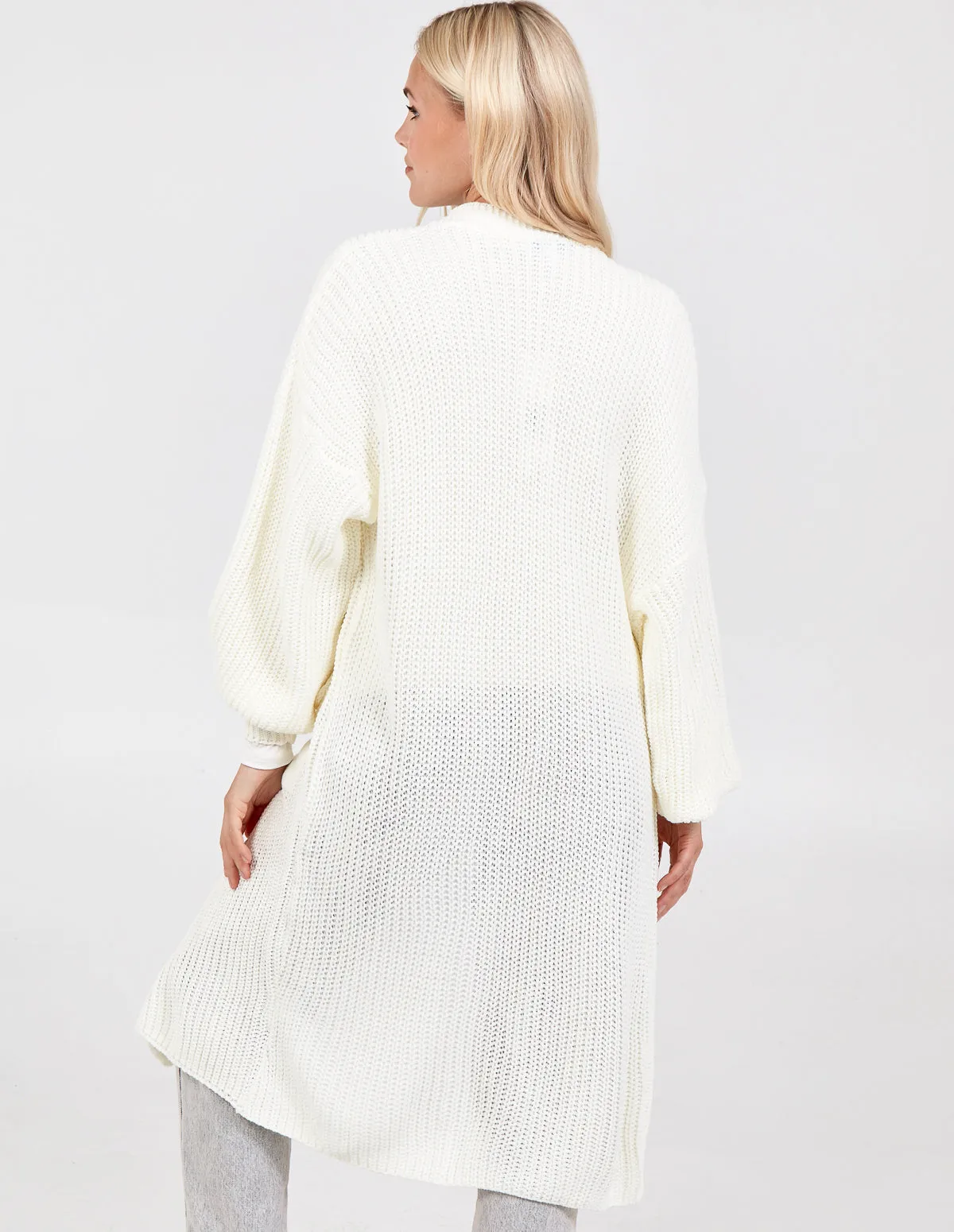 Longline Double Pocket Knitted Cardigan