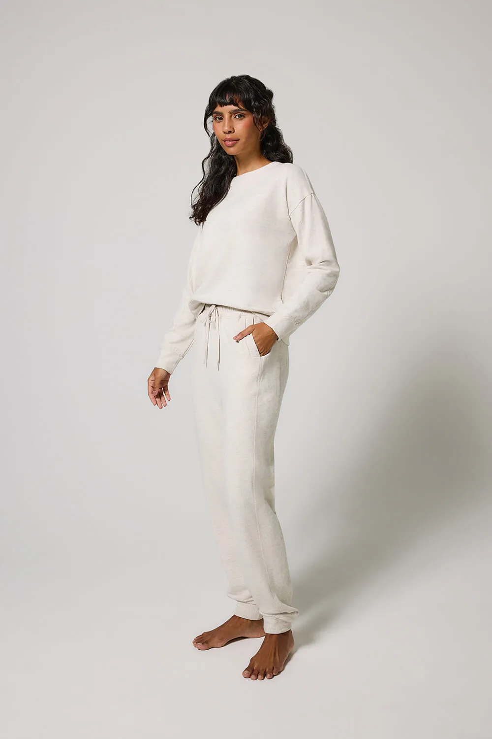 Luxe Lounge Sweatshirt - Vanilla Marl