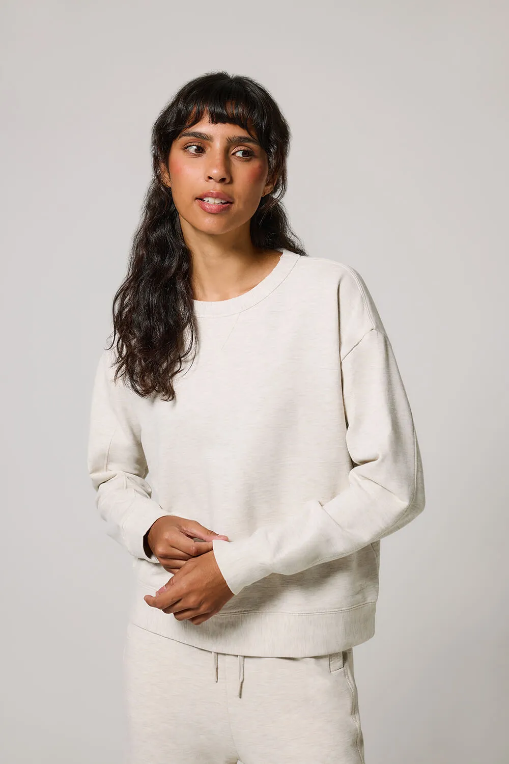 Luxe Lounge Sweatshirt - Vanilla Marl