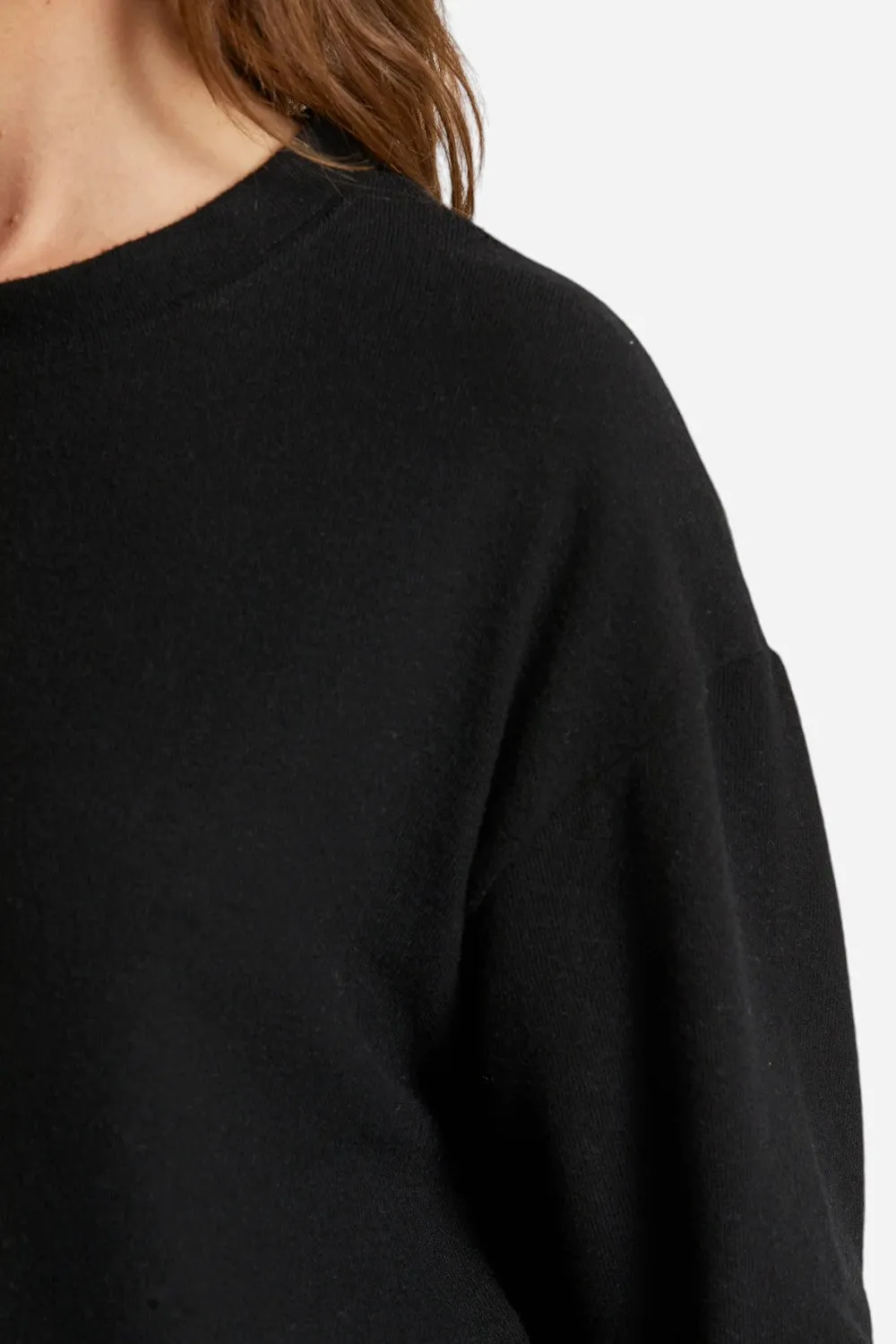 Perfect White Tee Selma Brushed Sweater Pullover in True Black