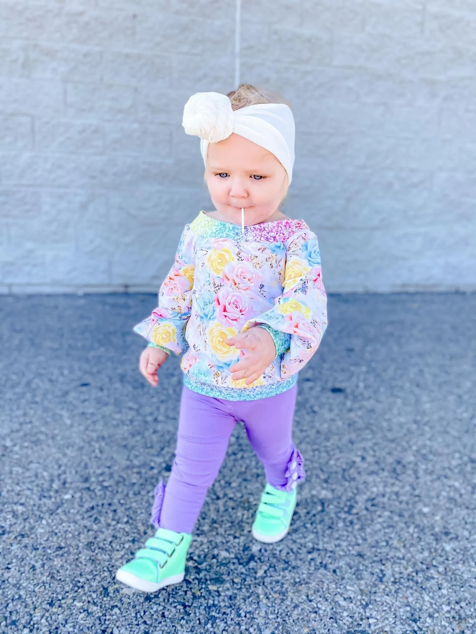 Purple Ruffle Button Leggings