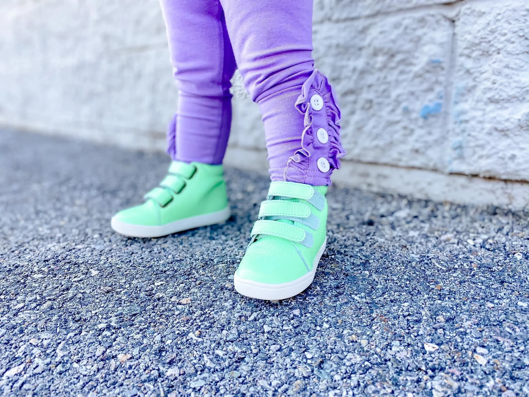 Purple Ruffle Button Leggings