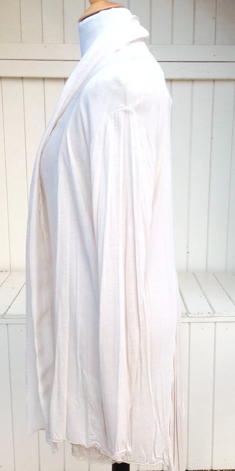 Silk and Jersey Flute layered front detail Cardigan Wrap in Vanilla One Size