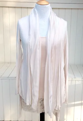 Silk and Jersey Flute layered front detail Cardigan Wrap in Vanilla One Size