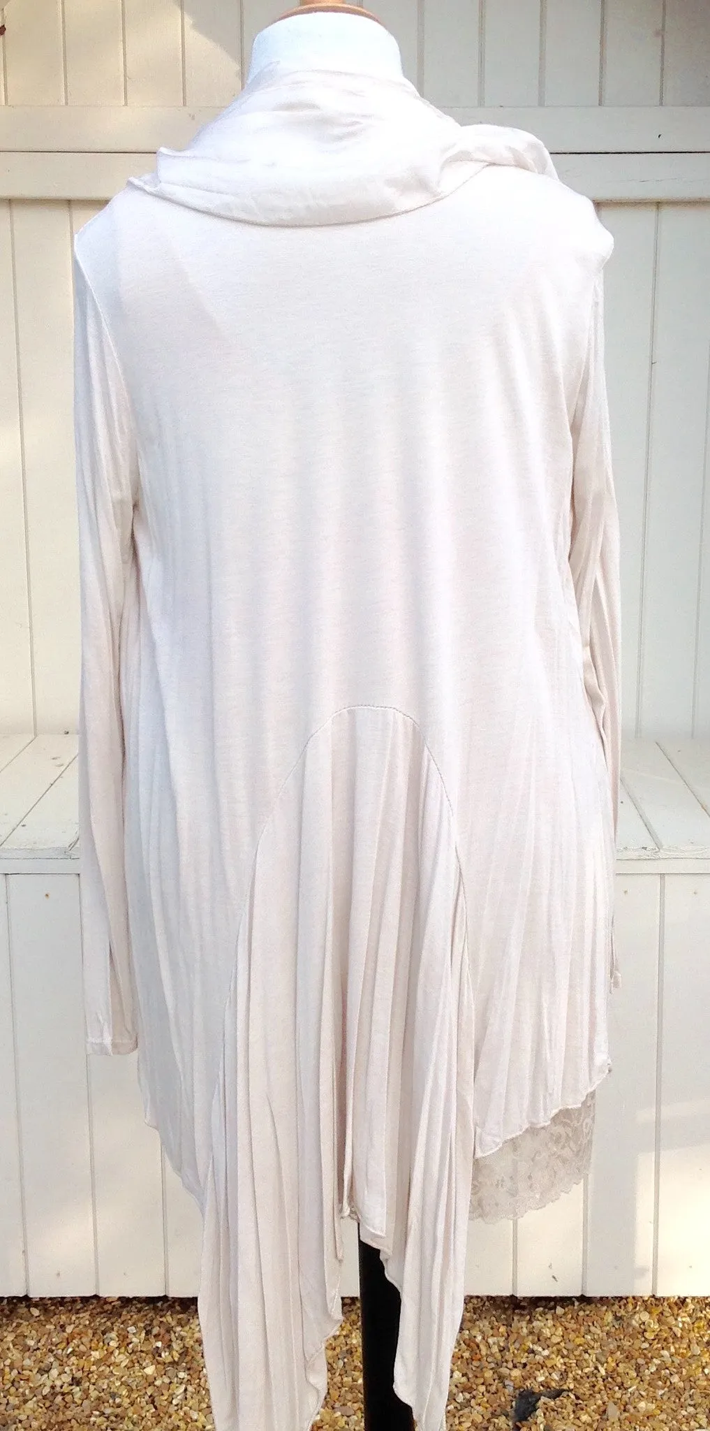 Silk and Jersey Flute layered front detail Cardigan Wrap in Vanilla One Size