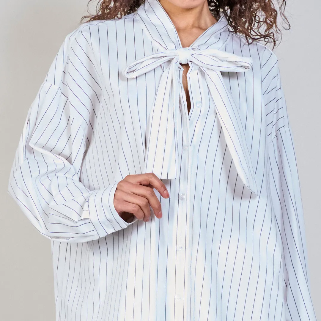 Striped bow-tie blouse wholesale